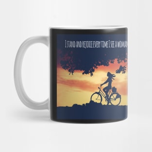 Young Woman Cycling Quote Poster Mug